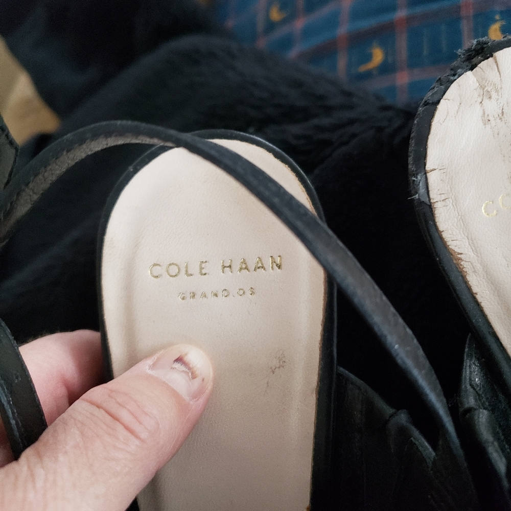 Cole Haan black braided wedge sandals. 2 inch heel. $225 msrp size 7.5 - Picture 7 of 11